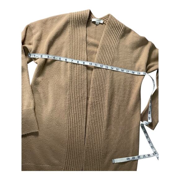 Vince Rib Placket Wool & Cashmere Blend Cardigan in Camel Size XS Soft Cozy Long - Picture 6 of 11